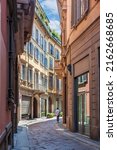 Street in the historic centre of Milan, Lombardy, italy