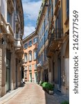 Street in the historic centre of Milan, Lombardy, italy