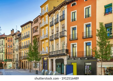 Street in historical center in Huesca, Spain