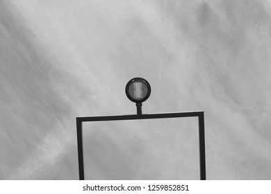 Street Lamp Above A Pedestrian Bridge, Seen From Below. Salzburg City, District Lehen, Austria, Europe.