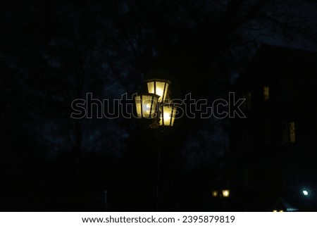 Similar – Image, Stock Photo Street light in dark night