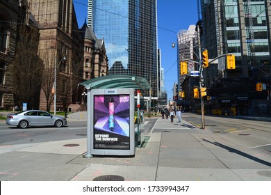 Street Landscape On Bay Street And Queen Street West, Toronto, Canada May 16, 2020