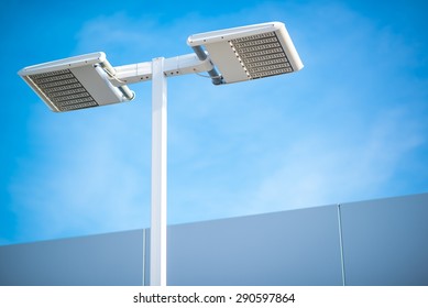 Street LED Lighting Technology. Light Pole Closeup.