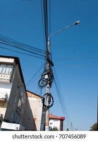Street light with cable phone and networking