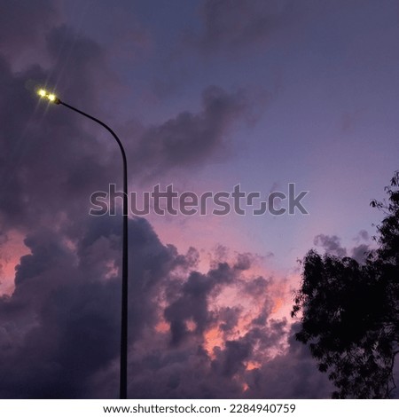 Similar – Lamps and electricity cables on sunset