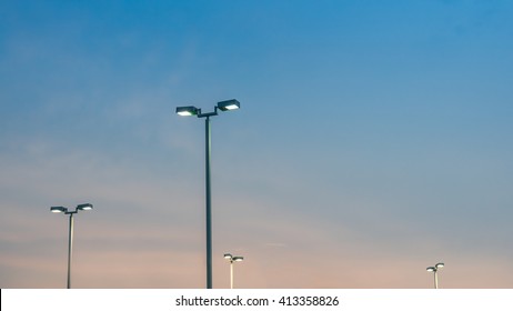 Street Light Pole At Sunset