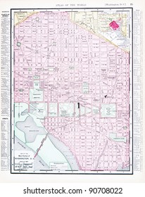 A Street Map Of Washington, DC, USA From Spofford's Atlas Of The World, Printed In The United States In 1900, Created By Rand McNally & Co.