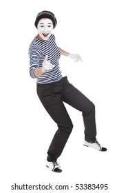 Street Mime. Isolated On White.