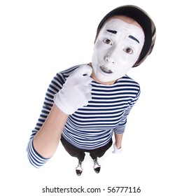 Street Mime. Isolated On White.