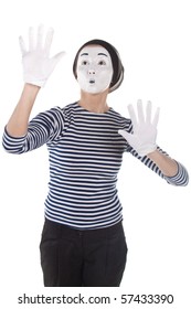 Street Mime. Isolated On White.