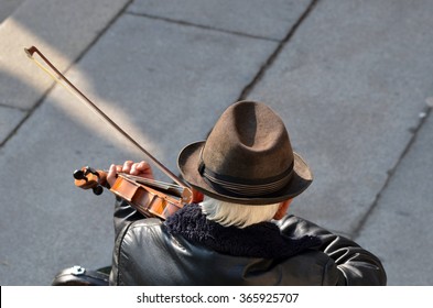 Street Musician Playing Violin In Budapest