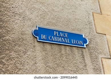 Street Nameplate Place Du Cardinal Lucon. Reims, France Street Sign