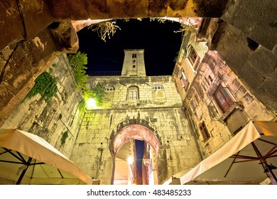 Street od Old Split stone architecture evening view, Dalmatia, Croatia