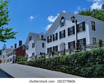 Street Of Old Colonial Houses In Plymouth, Massachusetts