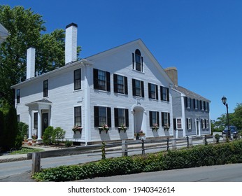 Street Of Old Colonial Houses In Plymouth, Massachusetts