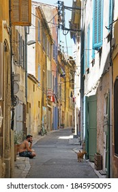 Street in the old part in the city of Ciotat, Azure shore, France. July 26, 2020. Editorial photo