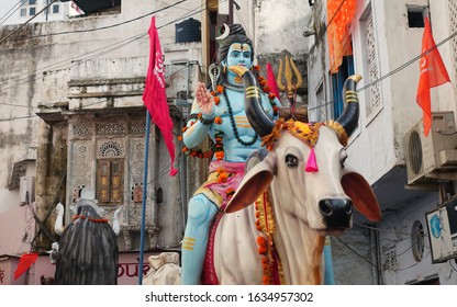 Street parade in India - Shiva is riding on a holy cow 