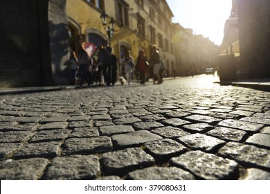 The Street With Paving Stone In Old Town Of Prague