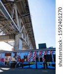 Street Photography of Granville Island in Vancouver B.C., Canada during the summer with light blue sky.