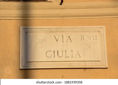 Street Plate, Via Giulia In Rome