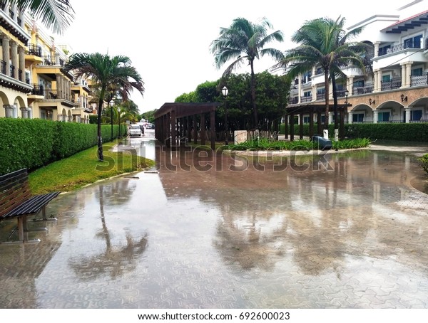 Street Playa Del Carmen Flooded Heavy Stock Photo Edit Now 692600023