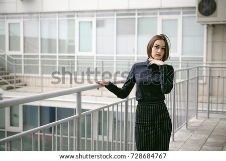 Similar – Image, Stock Photo Young girl posing outdoor