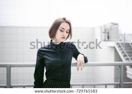 Similar – Image, Stock Photo Young girl posing outdoor