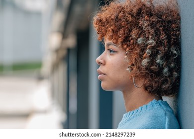 Street Profile Portrait Of Young African American Girl