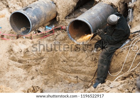 Similar – Foto Bild Verlegen von Rohrleitungen im Tiefbau