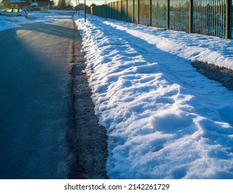 A Street With Removed Snow, Winter Scene, No People