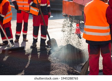 Street Resurfacing. Fresh Asphalt Construction. Bad Road