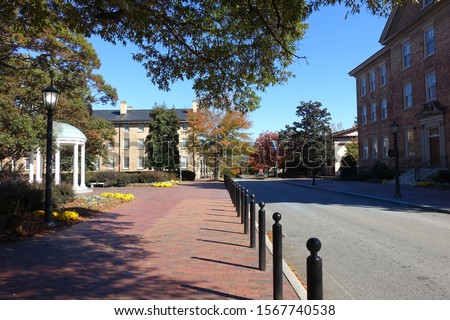 Street running through the main campus of University of North Carolina in Chapel Hill