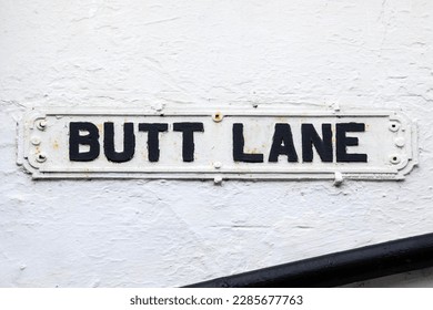 Street sign for Butt Lane in the town of Maldon in Essex, UK.