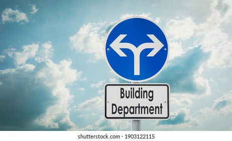 Street Sign the Direction Way to Building Department