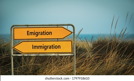 Street Sign the Direction Way to Emigration versus Immigration - Shutterstock ID 1797918610
