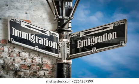 Street Sign the Direction Way to Emigration versus Immigration - Shutterstock ID 2264257399