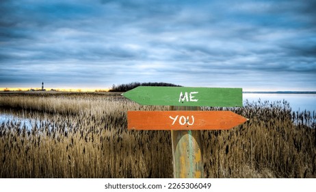 Street Sign the Direction Way to Me versus You - Shutterstock ID 2265306049