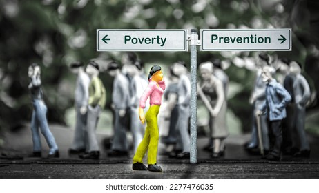 Street Sign the Direction Way to Prevention versus Poverty - Shutterstock ID 2277476035