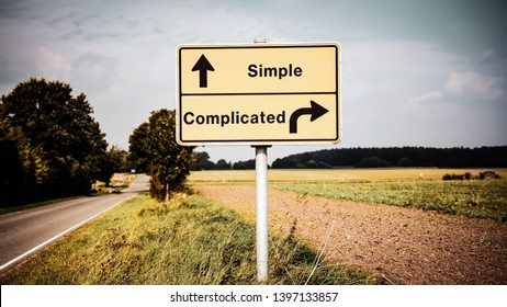 Street Sign The Direction Way To Simple Versus Complicated