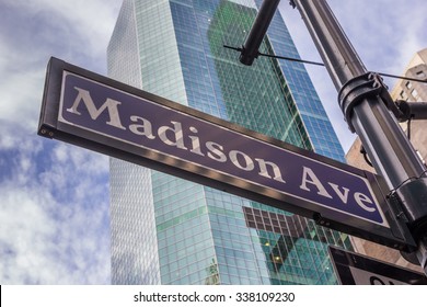 Street Sign Of Madison Avenue In New York City, USA