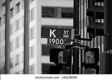 A Street Sign Marking K Street In Washington DC. K Street Is The Street Typically Associated With Lobbying And Lobbying Organizations.