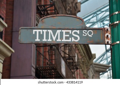 Street Sign On The Corner Of Times Square, New York