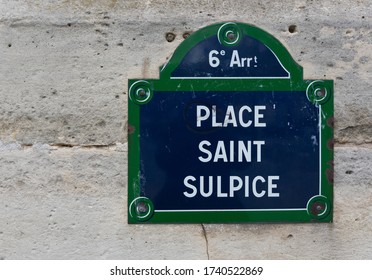 Street Sign For Place Saint Sulpice In The 6th Arrondissement