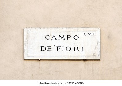 Street Sign In Rome, Italy