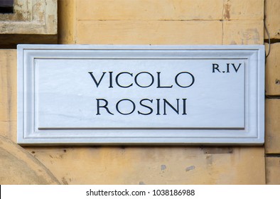 Street Sign In Rome, Italy