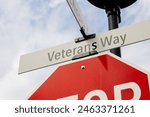 Street sign for veterans way in a city