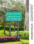 Street sign in Weston Florida to Town Center Blvd and Catalina Drive