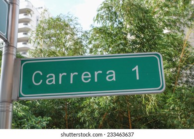 Street Signs In The City Of Cali In Columbia