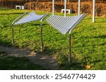 Street stationary xylophone in the city park. Musical instruments in the park.