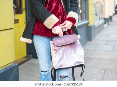 Street Style Fashion Backpack, Coat, Ripped Jeans, Hoodie